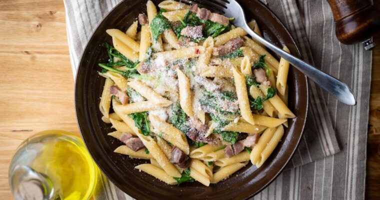 Penne with Pancetta, Tuna, and White Wine